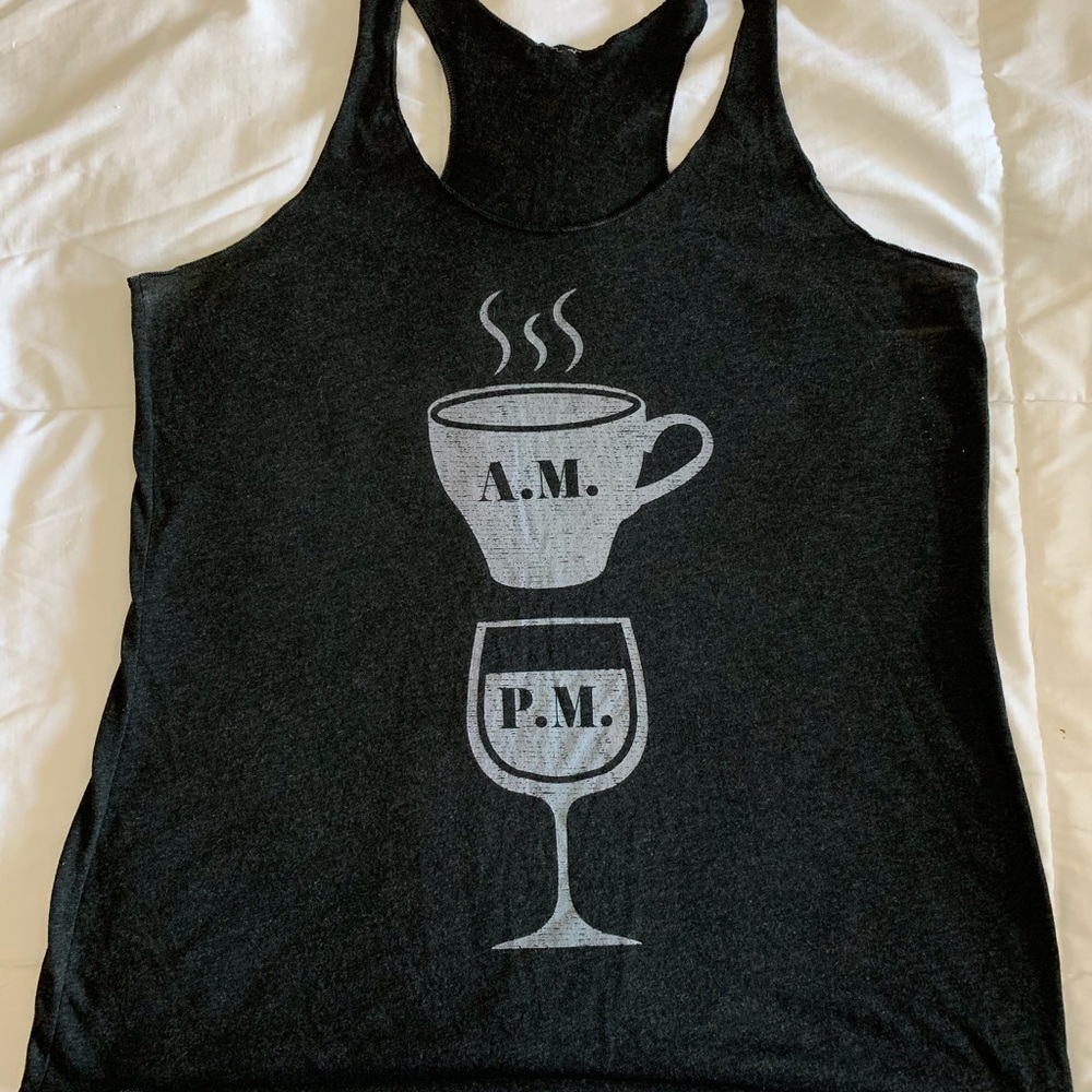 “Am Coffee, PM Wine” Fitted Racerback Tank